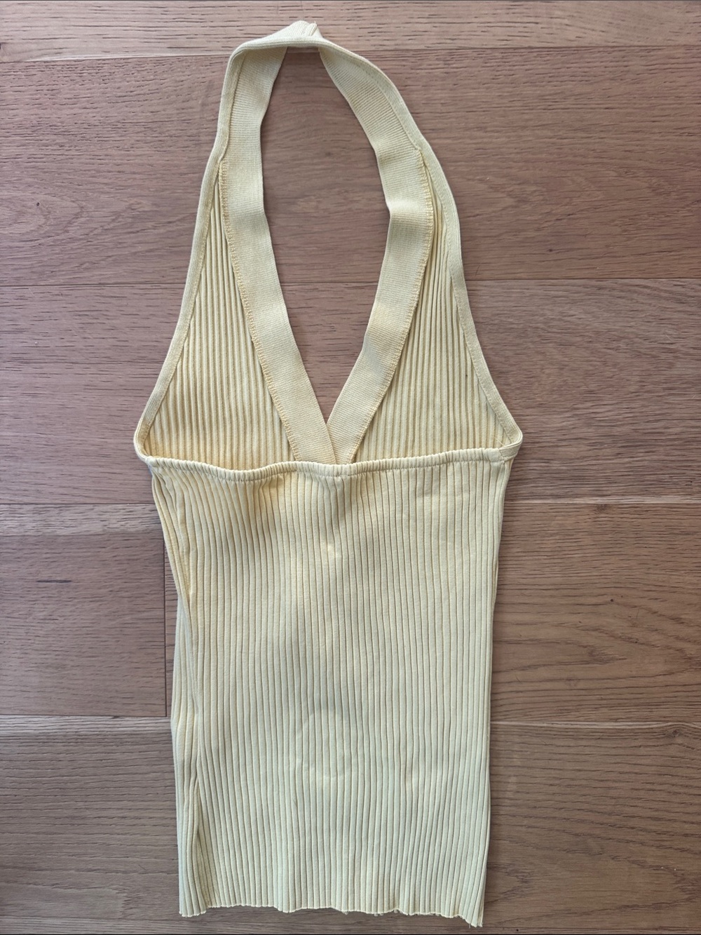 Zara Yellow Ribbed Halter Button-Front Tank - Picture 2 of 3